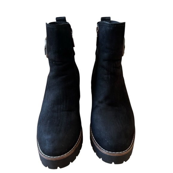 BLONDO DANIKA BLACK NUBUCK BOOTS 7M WATERPROOF ANKLE ZIP LUG SOLE EDGY CASUAL - Picture 5 of 13